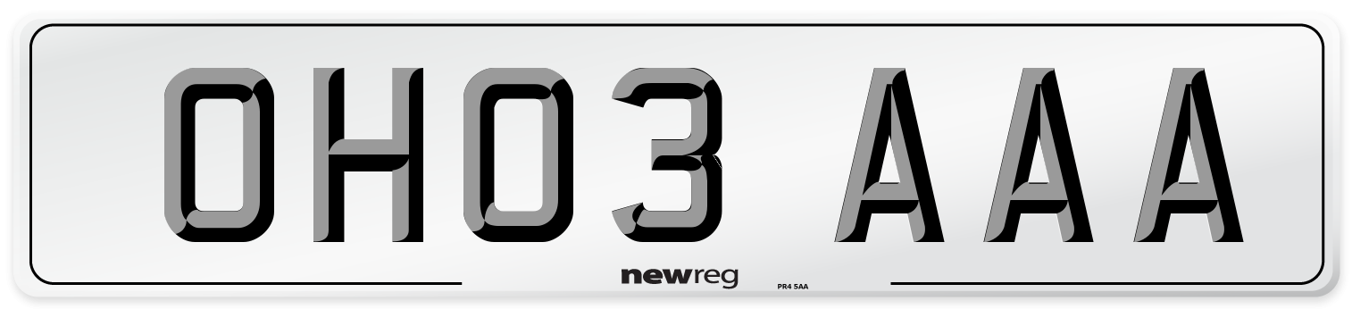 OH03 AAA Number Plate from New Reg